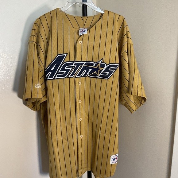 Majestic Other - 19. Houston Astros 90s GOLD pinstripe Majestic ALTernate jersey 2XL MLB vintage